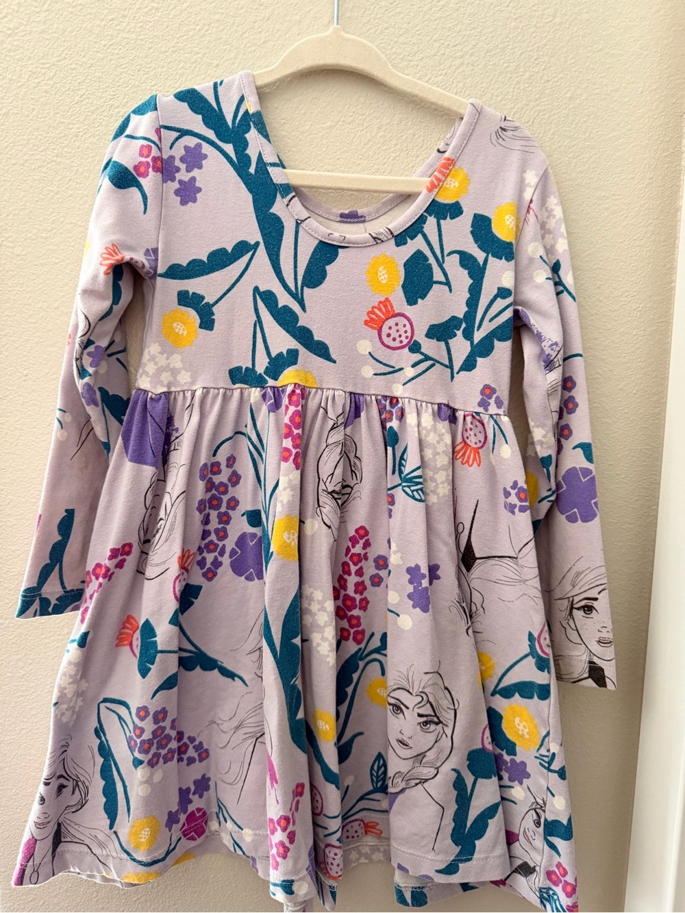 Hanna Andersson Lavender Floral & Character Knit Dress